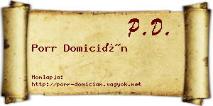 Porr Domicián névjegykártya
